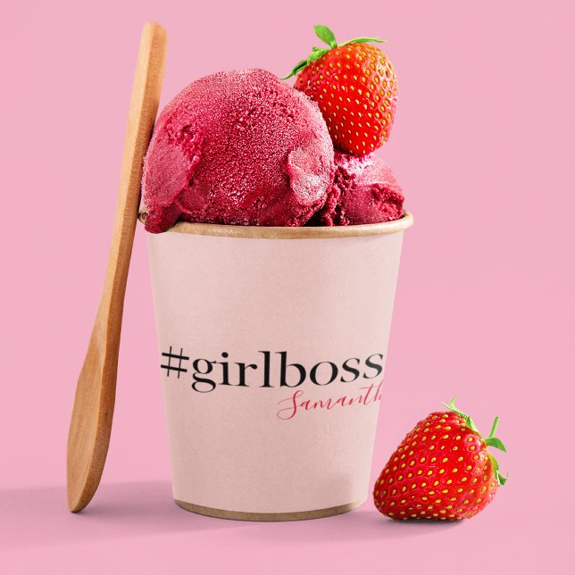 Gobelets En Papier Patron et nom de fille rose moderne | best Girly G (Créateur téléchargé)