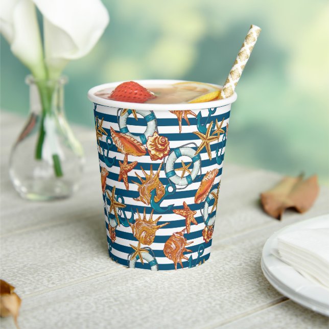 Gobelets En Papier Patters de Sea Shell (Insitu)