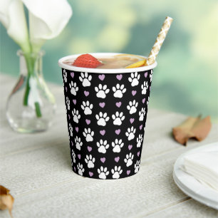 Gobelets En Papier Paw Motif, Chien Paws, White Paws, Lilac Hearts
