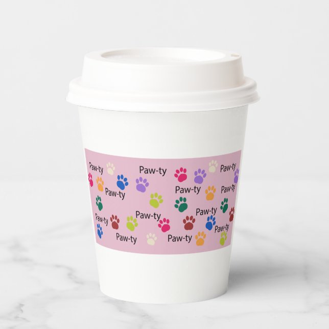 Gobelets En Papier Paw-ty ! Fête d'anniversaire chien bash (Recto)