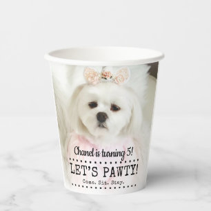 Gobelets En Papier Pawty Photo Pet Anniversaire
