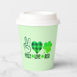 Gobelets En Papier Peace Love Irish-60682