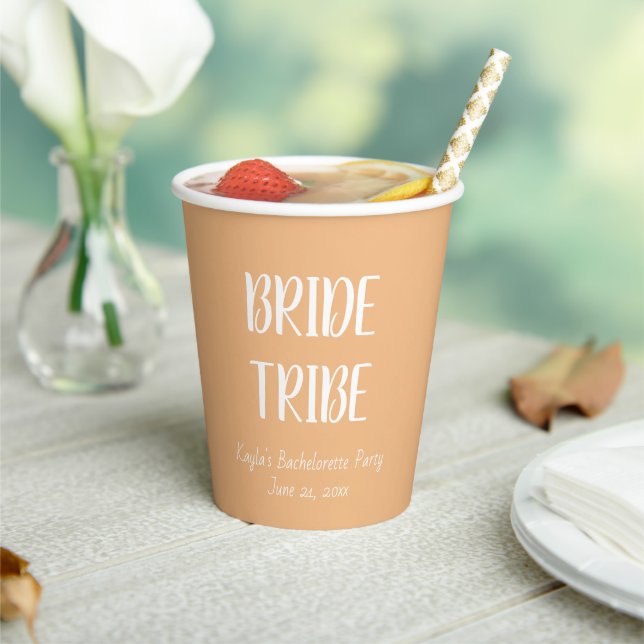 Gobelets En Papier Peach Simple Color Mariage Bride Tribe (Insitu)
