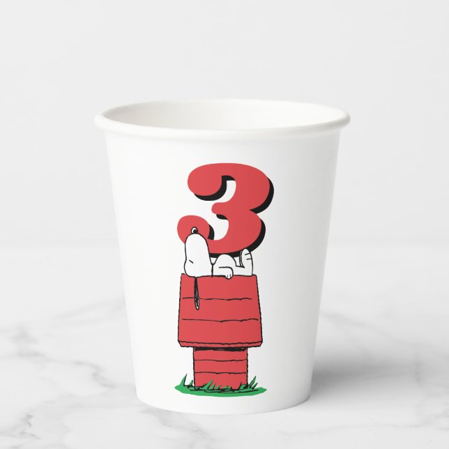 Gobelets En Papier Peanuts Snoopy Dog House Birthday Paper Cups (Recto)