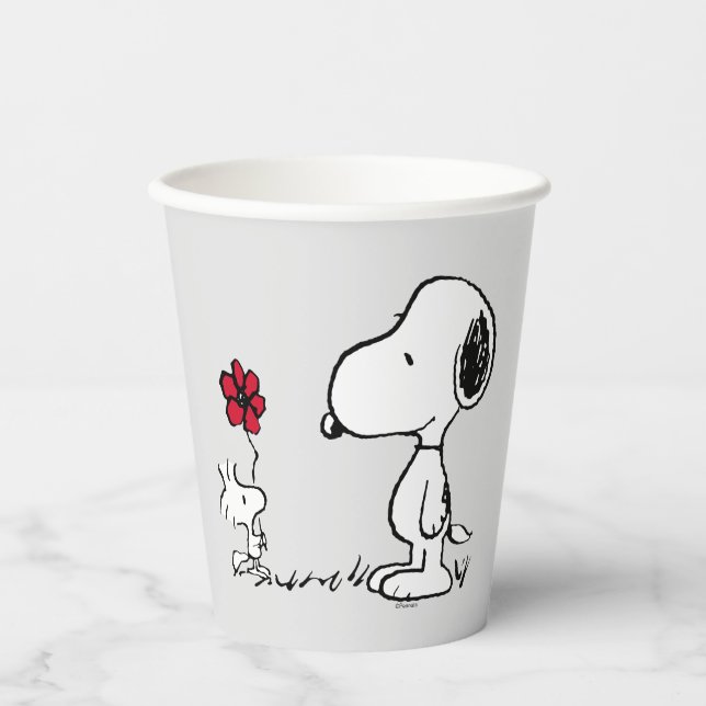 Gobelets En Papier Peanuts | Snoopy & Woodstock Red & Black (Recto)