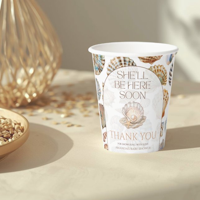 Gobelets En Papier Pearl Under The Sea You Soon Girl Baby Shower (Créateur téléchargé)