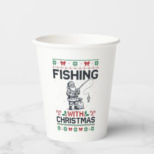 Gobelets En Papier Pêche avec la fête de Noël Santa