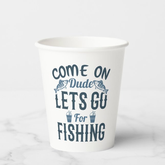 Gobelets En Papier Pêcheur pêche poisson frais (Recto)
