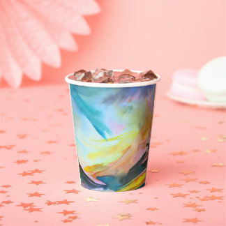 Gobelets En Papier Peinture artistique abstraite d'aquarelle