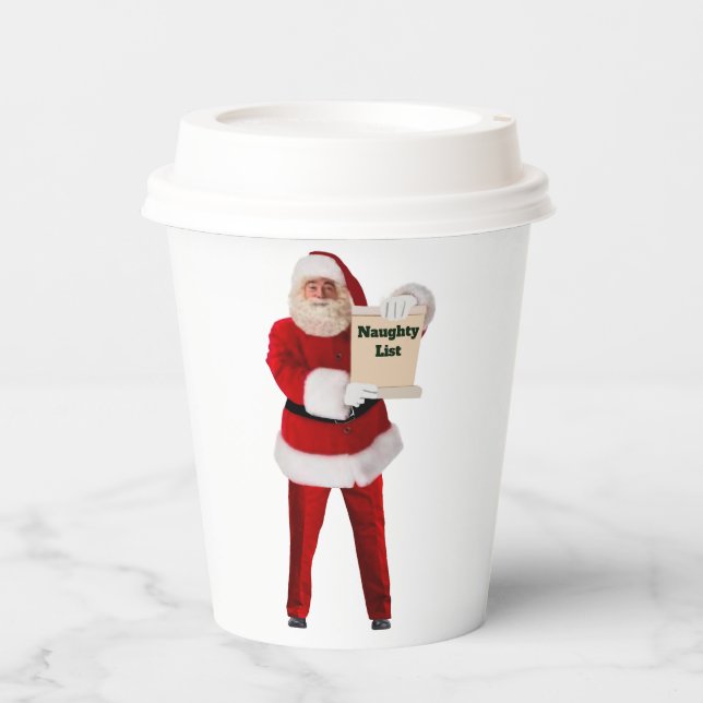Gobelets En Papier Père Noël Avec Des Tasses De Papier Naughty List (Recto)