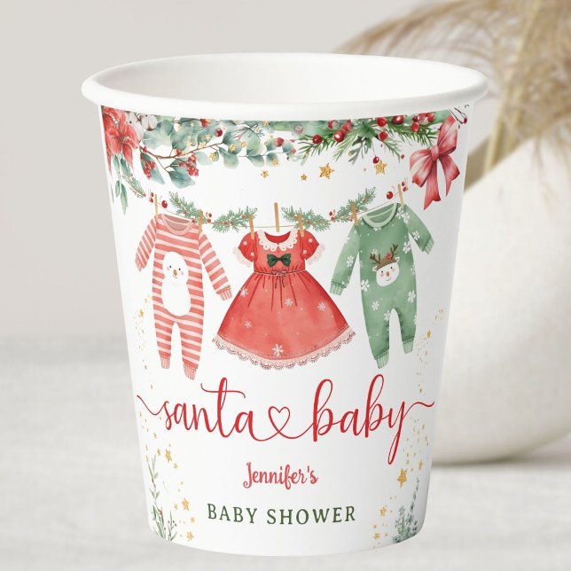 Gobelets En Papier Père Noël Baby Girl Christmas Baby shower tasse de (Créateur téléchargé)