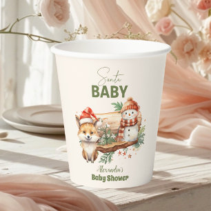 Gobelets En Papier Père Noël Baby Woodland Baby shower de Noël d'hive
