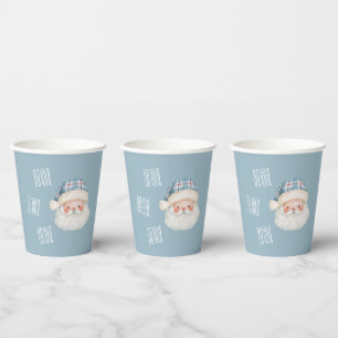 Gobelets En Papier Père Noël Chapeau Bleu Ho! Ho! Ho! Noël