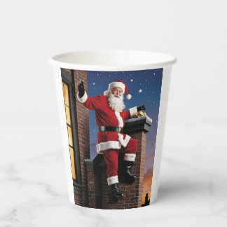 Gobelets En Papier Père Noël dans la cheminée, tasses de papier