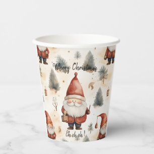 Gobelets En Papier Père Noël de Noël à l'aquarelle 2 -