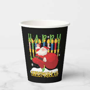 Gobelets En Papier Père Noël Happy Chrismukkah Funny Hanoukka Christm