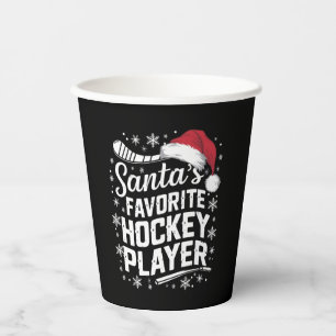 Gobelets En Papier Père Noël Joueur de hockey favori Pyjama Noël