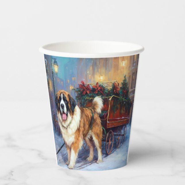 Gobelets En Papier Période de fêtes de Noël Saint-Bernard (Recto)