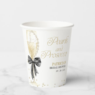 Gobelets En Papier Perles Black Bow & Prosecco à la Fête de Mariage