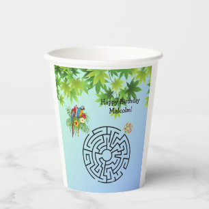 Gobelets En Papier Perroquets et graines labyrinthe sur tasses de pap