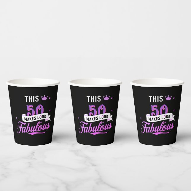 Gobelets En Papier Personalized 50th Birthday Paper Cups for Her (Multi)