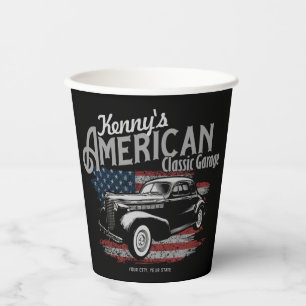 Gobelets En Papier Personalized American Vintage Classic Car Garage