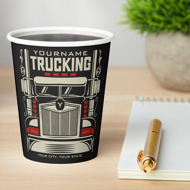 Gobelets En Papier Personalized Trucking 18 Wheeler BIG Trucker (Créateur téléchargé)