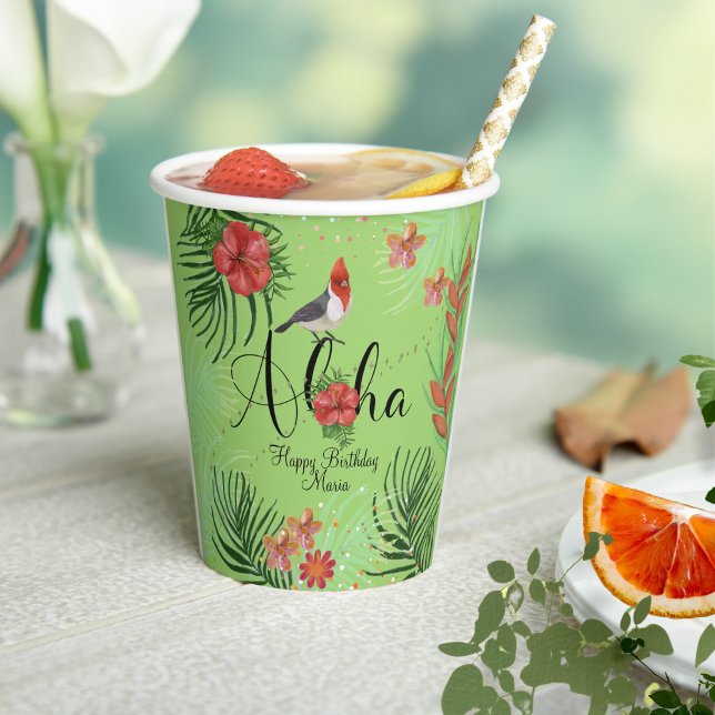Gobelets En Papier Personnalisable Aloha Joyeux Anniversaire Tropical (Customizable Aloha Happy Birthday Tropical Paper Cups )