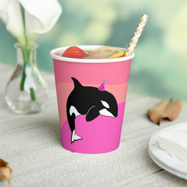 Gobelets En Papier Personnalisable Orca Killer Whale Anniversaire (Insitu)