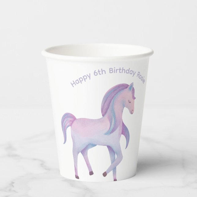 Gobelets En Papier Personnalisable pastel magique ombre Pony (Recto)
