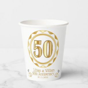 Gobelets En Papier Personnalisé 50e anniversaire ou anniversaire, etc