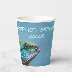 Gobelets En Papier Personnalisé Joyeux Anniversaire Iguana Modèle