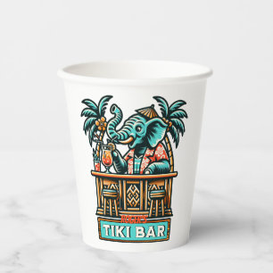 Gobelets En Papier Personnaliser Retro Elephant Tiki Bar