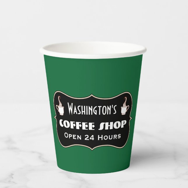 Gobelets en papier personnalisés pour café vert  (Recto)