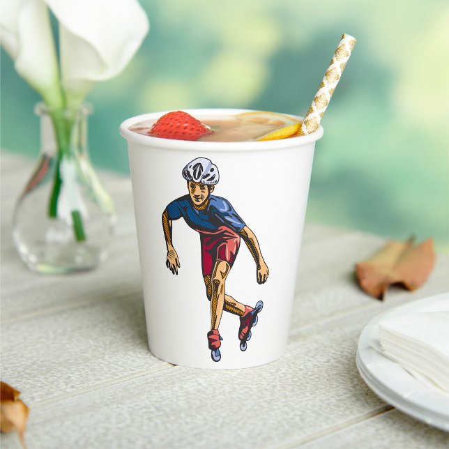 Gobelets En Papier Personne Rollerblading (Créateur téléchargé)