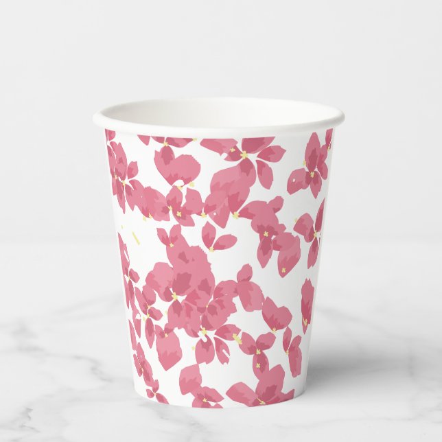 Gobelets En Papier Pétales de Fleur Rose (Recto)