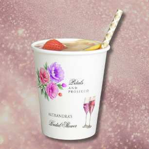 Gobelets En Papier Pétales Florales Roses et Bridal Shower au Prosecc