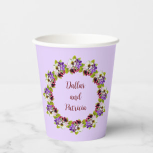 Gobelets En Papier Pétales fouettant Purple Burgundy Floral Wreath