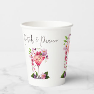 Gobelets En Papier Pétales & Prosecco Rose Floral Fête de Mariage 