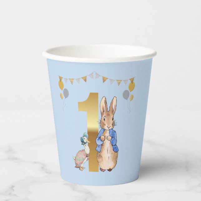 Gobelets En Papier Peter le lapin avec Jemima Premier anniversaire (Recto)