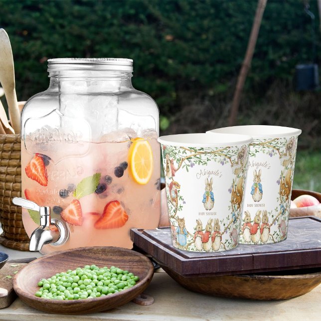 Gobelets En Papier Peter le lapin Baby shower des bois Beatrix (Créateur téléchargé)