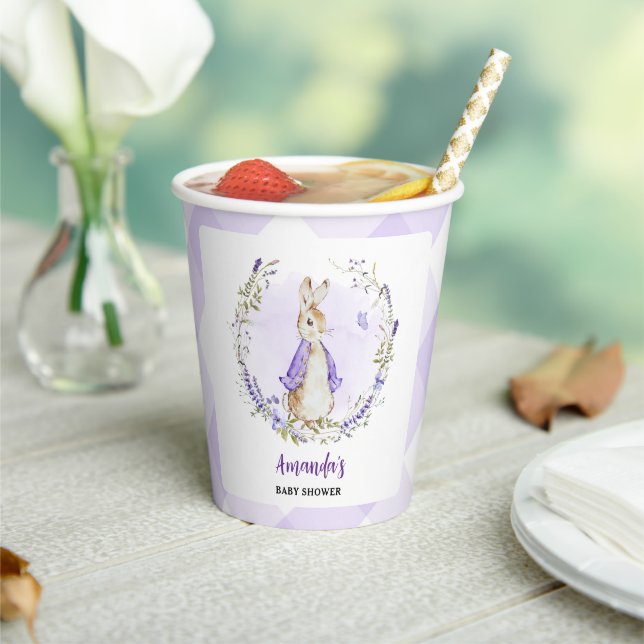 Gobelets En Papier Peter Rabbit Baby shower violet (Insitu)