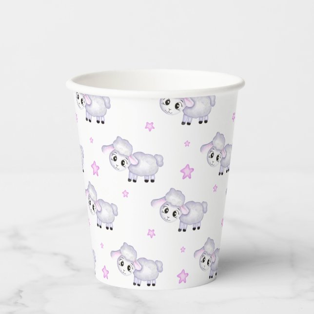 Gobelets En Papier Petit agneau Baby shower mouton positif (Recto)