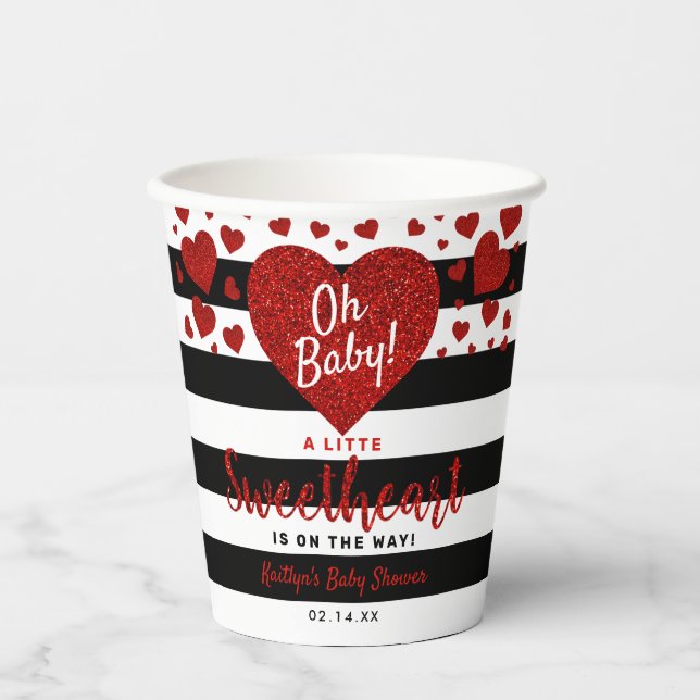 Gobelets En Papier Petit amour Baby shower de la Saint Valentin (Recto)