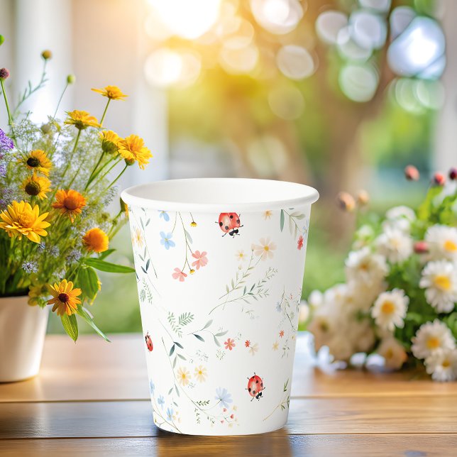 Gobelets En Papier Petit Amour Bug Garden Baby shower Baby shower (Créateur téléchargé)