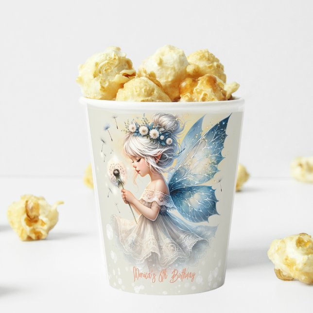 Gobelets En Papier Petit anniversaire de enfant de silhouette fée mag (Créateur téléchargé)