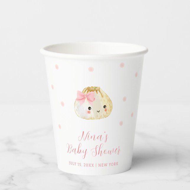 Gobelets En Papier Petit Baby shower de fille Douce Rose (Recto)