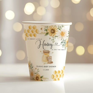 Gobelets En Papier Petit baby shower de tournesol de miel doux