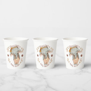 Gobelets En Papier Petit Baby shower Eléphant fille