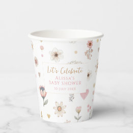Gobelets En Papier Petit Baby shower Floral Fleur sauvage
